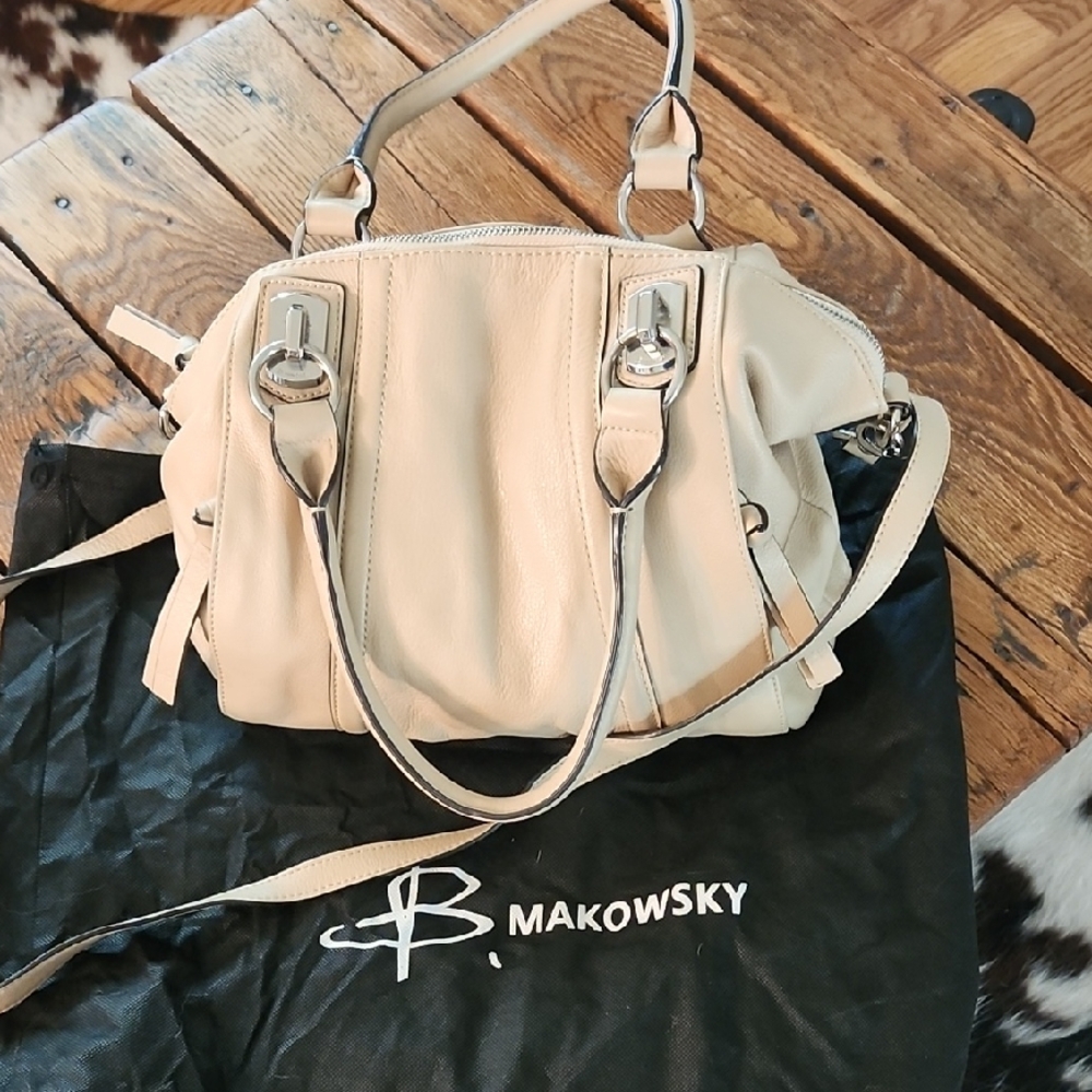 B. Makowsky Elegant Cream Satchel